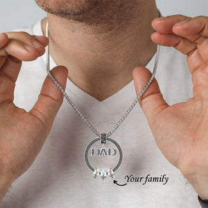 Personalized Circle Pendant with Custom Beads Birthstone Pendant Necklace for Dad