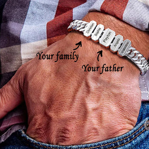 Father's Day Gift!Cuban Link Men's Bracelet With Personalized Beads